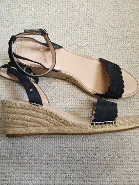 Kate Spade Theodora Espadrille Sandals Navy Blue and Tan Size 10 Worn Once ?